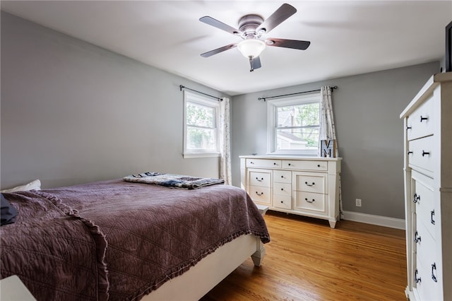 908 Winona Blvd, Irondequoit, NY 14617 - bedroom featuring light wood-type flooring, baseboards, and ceiling fan