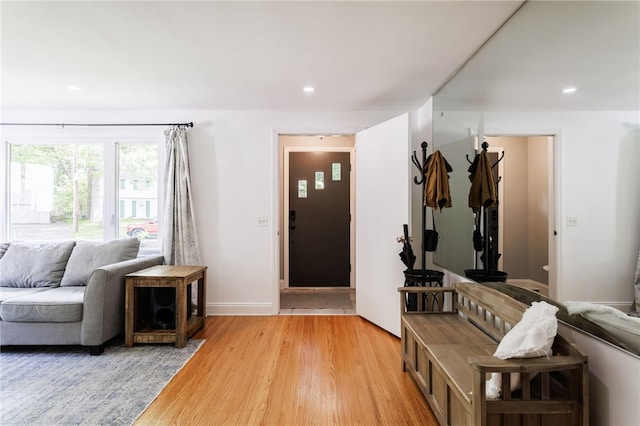 908 Winona Blvd, Irondequoit, NY 14617 - living area with light wood finished floors, baseboards, and recessed lighting