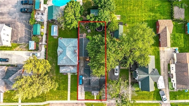 2019 Center St, North Collins, NY 14111 - aerial view of property and surrounding area featuring a pool area and property boundaries highlighted
