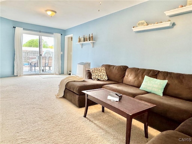 10 Litwak St, Fulton, NY 13069 - living area featuring carpet flooring and a baseboard heating unit