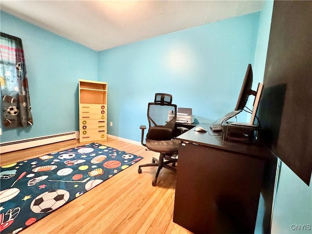 10 Litwak St, Fulton, NY 13069 - home office with a baseboard heating unit and wood finished floors