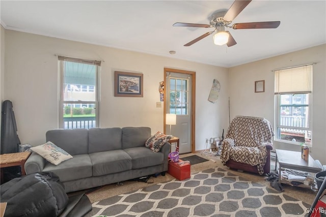 7-9 Tappan St Unit 7, Van Buren, NY 13027 - carpeted living area with ceiling fan