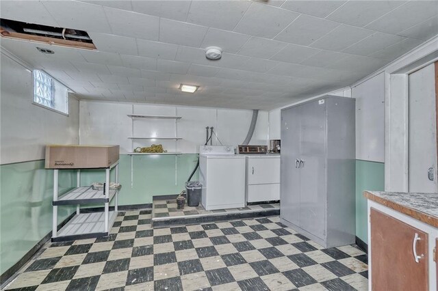 1845 N Clinton Ave, Rochester, NY 14621 - basement with tile patterned floors and washing machine and dryer