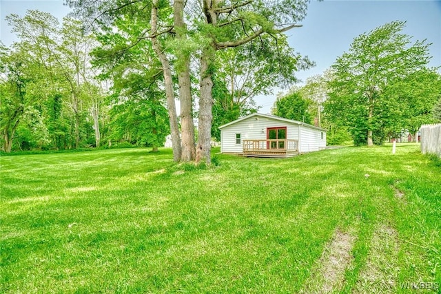 4356 Redman Rd, Sweden, NY 14420 - view of grassy yard with a deck