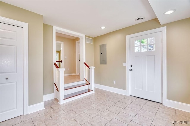 4356 Redman Rd, Sweden, NY 14420 - foyer entrance with electric panel and light tile patterned floors