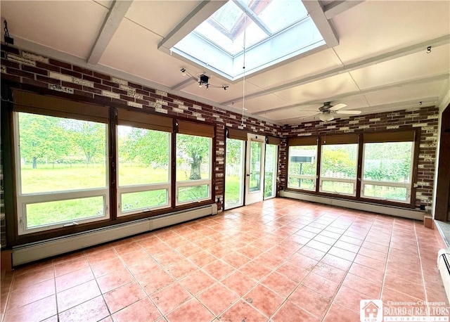 56 Otter St, Dunkirk-City, NY 14048 - unfurnished sunroom with baseboard heating and a skylight