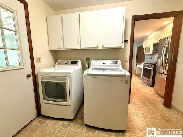 56 Otter St, Dunkirk-City, NY 14048 - laundry area with cabinet space and washing machine and dryer