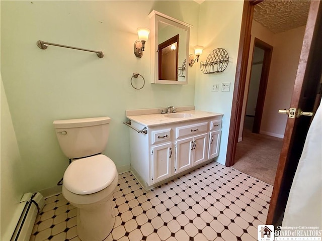 56 Otter St, Dunkirk-City, NY 14048 - half bathroom with a baseboard heating unit, tile patterned floors, and vanity