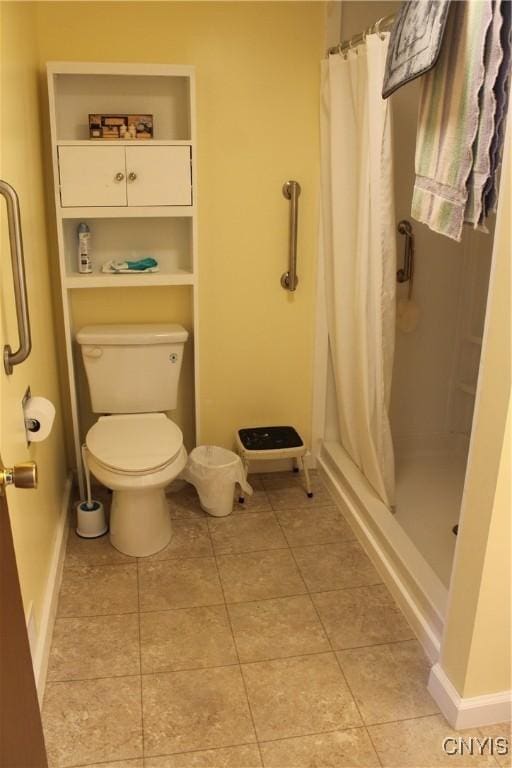 42 Mechanic St, Elbridge, NY 13080 - full bathroom with toilet, a stall shower, tile patterned floors, and baseboards