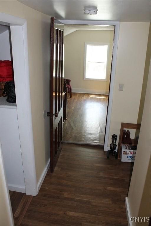 42 Mechanic St, Elbridge, NY 13080 - corridor with dark wood-style flooring and baseboards