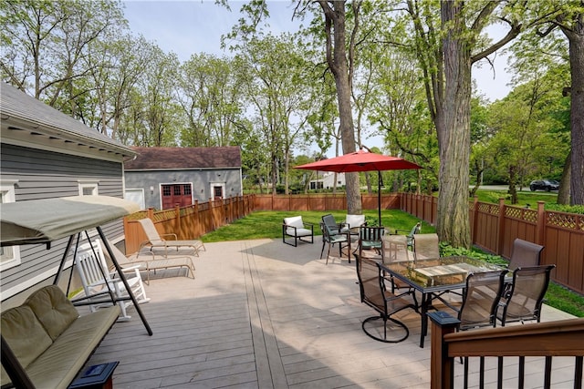 2550 E Ave, Brighton, NY 14610 - deck featuring outdoor dining area and a fenced backyard