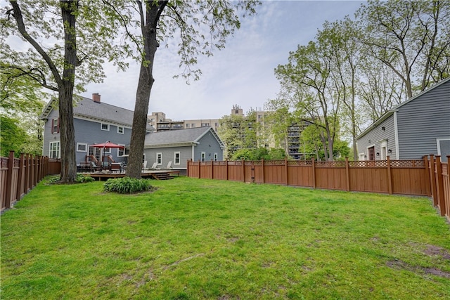 2550 E Ave, Brighton, NY 14610 - fenced backyard with a wooden deck