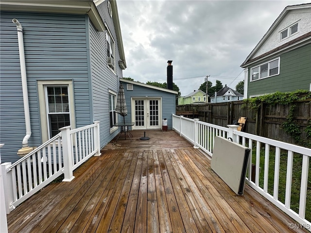 35 N 4th Ave, German Flatts, NY 13357 - wooden terrace with french doors and a fenced backyard