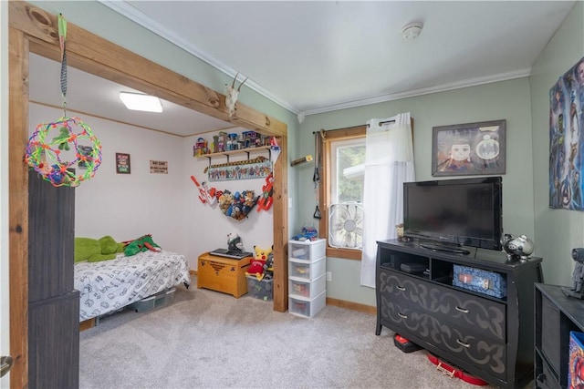 7848 Cold Springs Rd, Urbana, NY 14810 - bedroom featuring carpet flooring, crown molding, and baseboards