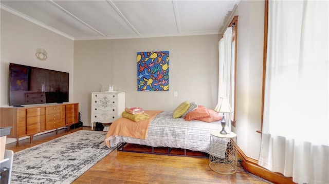 51 Sherrill St Unit 1, Geneva-City, NY 14456 - bedroom featuring wood finished floors and ornamental molding