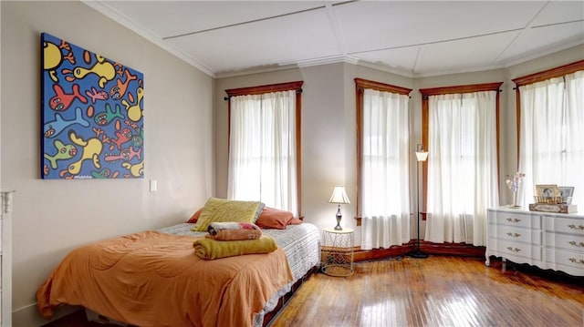 51 Sherrill St Unit 1, Geneva-City, NY 14456 - bedroom with hardwood / wood-style flooring and crown molding