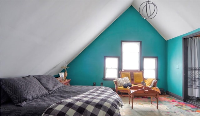 51 Sherrill St Unit 1, Geneva-City, NY 14456 - bedroom featuring vaulted ceiling and carpet
