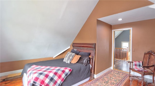 51 Sherrill St Unit 1, Geneva-City, NY 14456 - bedroom featuring vaulted ceiling, recessed lighting, and baseboards