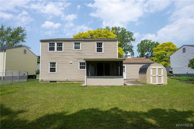 897 Fairmont Ave, North Tonawanda, NY 14120 - back of house featuring a storage unit and a sunroom