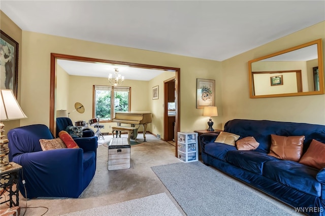 25 5th Ave, Amherst, NY 14221 - carpeted living room featuring a chandelier
