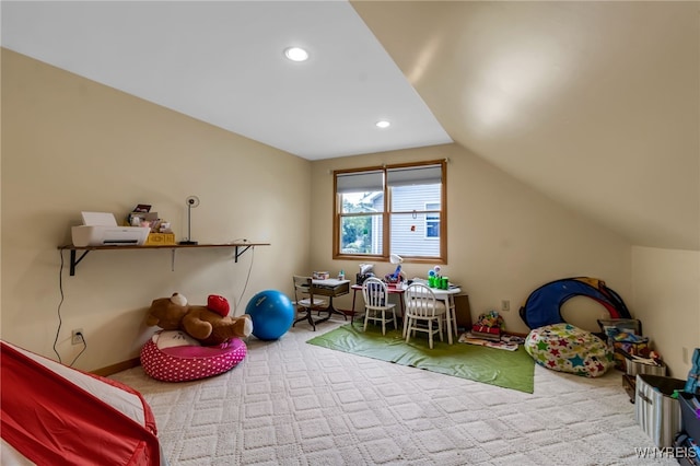 25 5th Ave, Amherst, NY 14221 - recreation room featuring carpet, lofted ceiling, recessed lighting, and baseboards