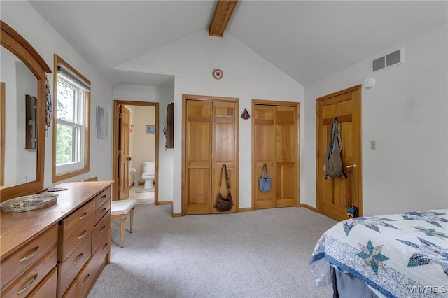 25 5th Ave, Amherst, NY 14221 - bedroom with two closets, light carpet, ensuite bathroom, and baseboards