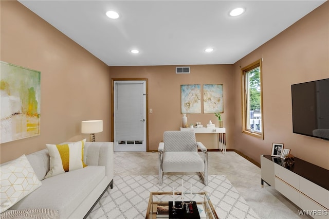 25 5th Ave, Amherst, NY 14221 - living area featuring light colored carpet, recessed lighting, and baseboards