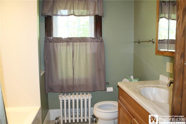 3582 Rte 20, Sheridan, NY 14063 - full bath with toilet, vanity, a bathtub, and radiator heating unit