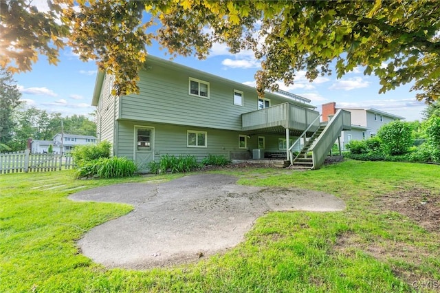 112 Elmcrest Cir, Salina, NY 13090 - back of house featuring a deck and stairs