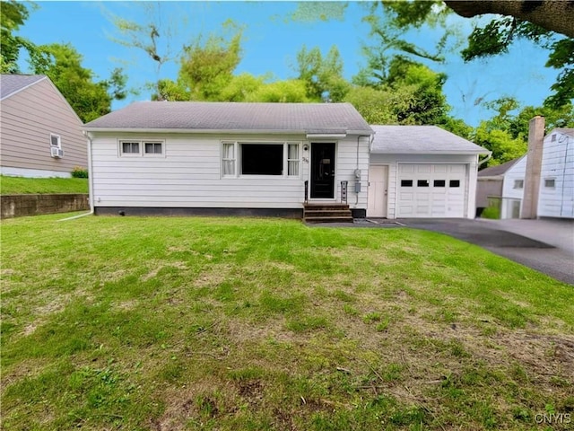 706 Dawes Ave, Utica, NY 13502 - ranch-style house with driveway, entry steps, a front yard, and an attached garage