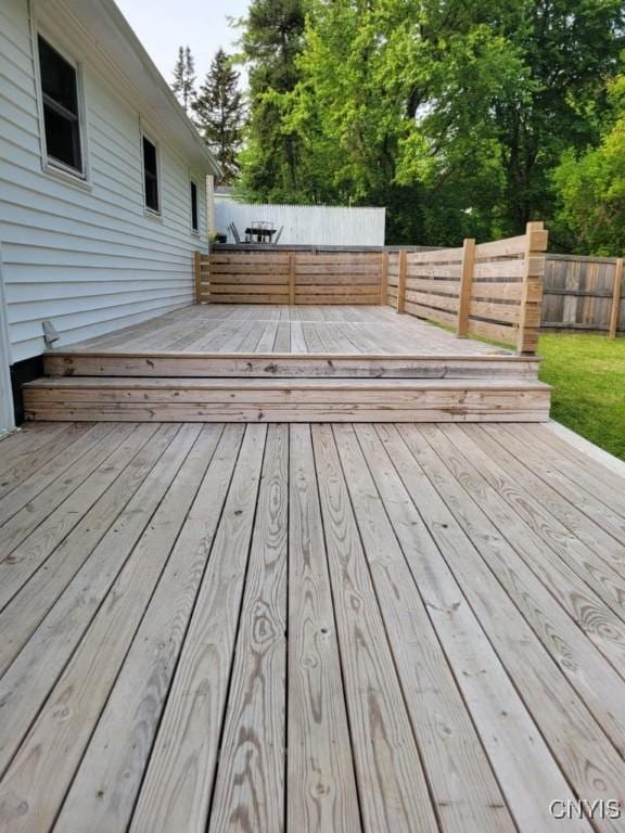 706 Dawes Ave, Utica, NY 13502 - wooden deck featuring a fenced backyard