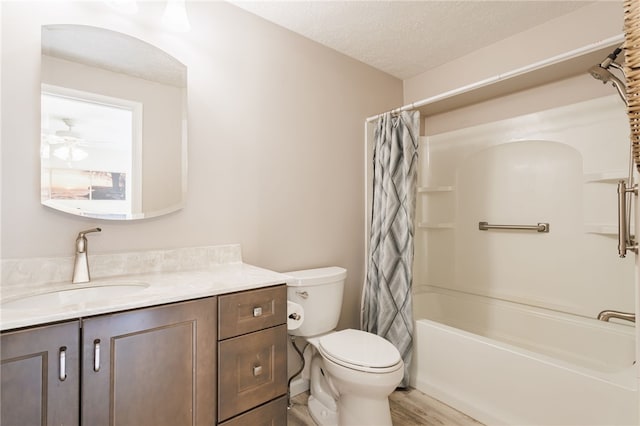 281 Burley Rd, Rochester, NY 14612 - full bath featuring vanity, toilet, shower / bath combo with shower curtain, wood finished floors, and a textured ceiling