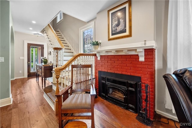 55 E 5th St, Oswego-City, NY 13126 - sitting room with wood-type flooring, healthy amount of natural light, stairs, and recessed lighting