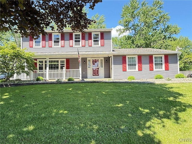 4936 Look Kinney Cir, Clay, NY 13088 - view of front of house featuring a front lawn and a porch