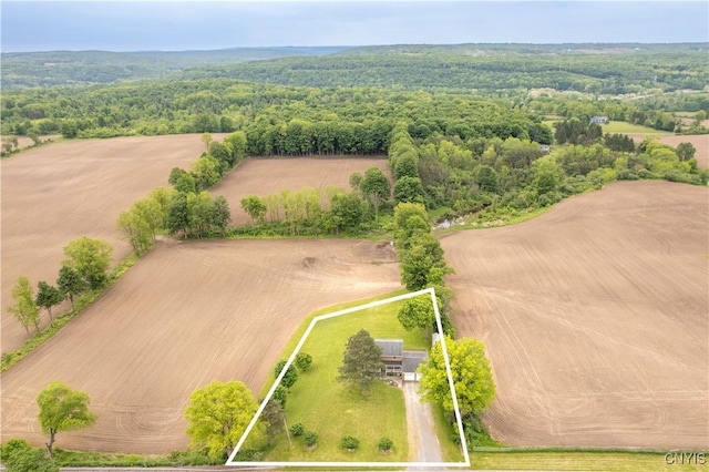 2220 W Genesee Tpke, Camillus, NY 13031 - aerial view of sparsely populated area with a heavily wooded area and property boundaries highlighted