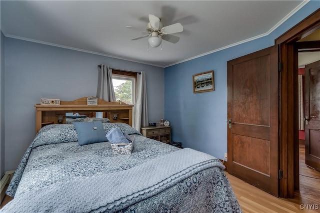 7632 E State St, Lowville, NY 13367 - bedroom featuring light wood finished floors, ornamental molding, and ceiling fan