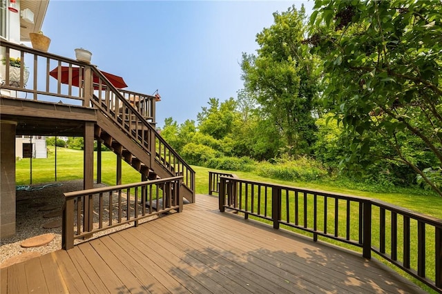 74 Broadmoor Trl, Perinton, NY 14450 - wooden deck with stairway and a yard