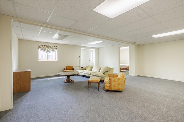3 Legacy Oak Trl, Henrietta, NY 14534 - living area featuring a paneled ceiling, carpet, and baseboards