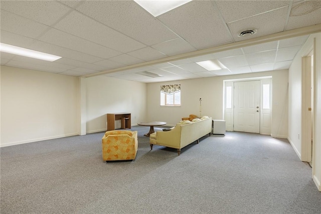 3 Legacy Oak Trl, Henrietta, NY 14534 - carpeted living area with a paneled ceiling and baseboards
