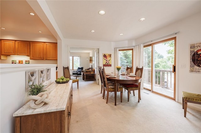 3 Legacy Oak Trl, Henrietta, NY 14534 - dining space with light colored carpet, plenty of natural light, and recessed lighting