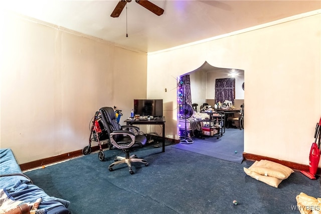 110 10th St, Buffalo, NY 14201 - carpeted office with a ceiling fan and baseboards