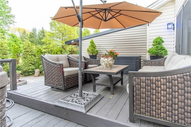 1 Carol Dr, Adams, NY 13605 - wooden terrace with outdoor dining area and an outdoor living space