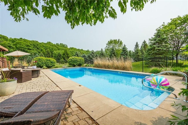 6305 Candlelight Run, Victor, NY 14564 - view of swimming pool with a patio and a view of trees