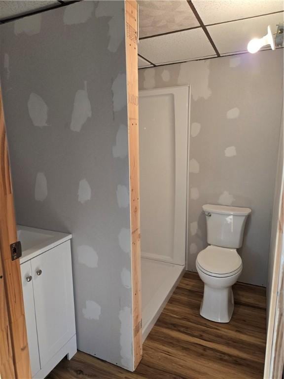 95 Wadsworth Ave, Avon, NY 14414 - bathroom with wood finished floors, vanity, and a drop ceiling