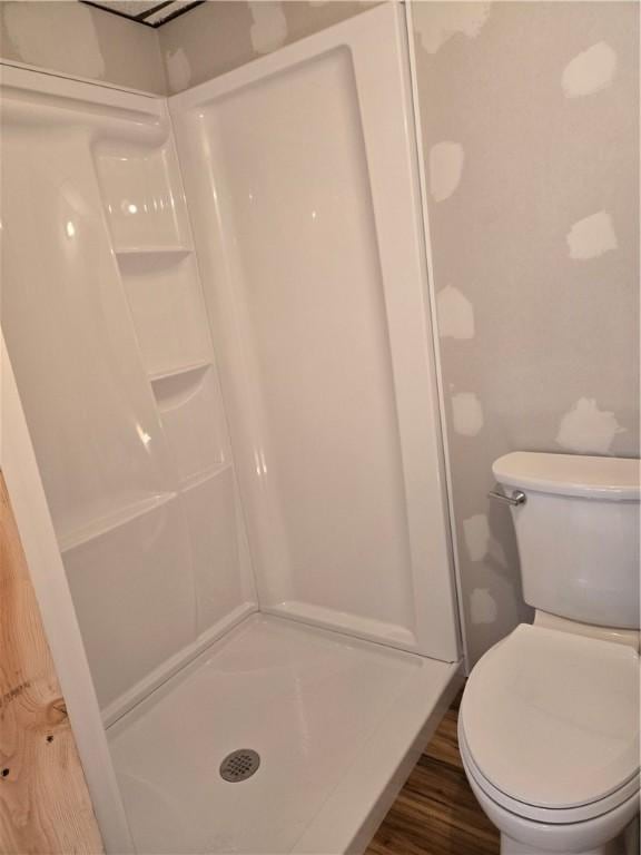 95 Wadsworth Ave, Avon, NY 14414 - bathroom featuring a shower stall and wood finished floors