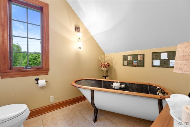 55 Redmond Rd, Trenton, NY 13304 - full bath with a freestanding tub, plenty of natural light, baseboards, lofted ceiling, and toilet