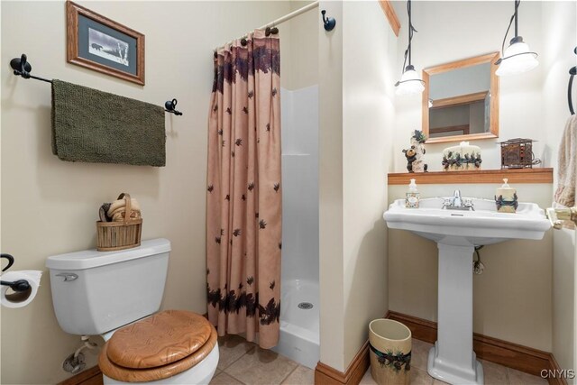 55 Redmond Rd, Trenton, NY 13304 - full bath with toilet, a stall shower, tile patterned flooring, and a sink