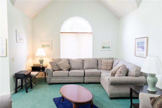 179 Kentucky Xing, Greece, NY 14612 - living area featuring vaulted ceiling and carpet flooring