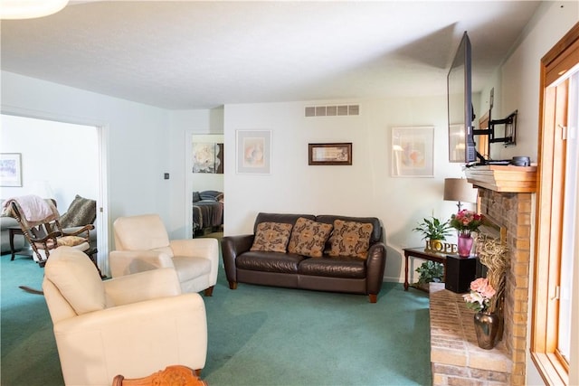 179 Kentucky Xing, Greece, NY 14612 - living room featuring carpet and a brick fireplace