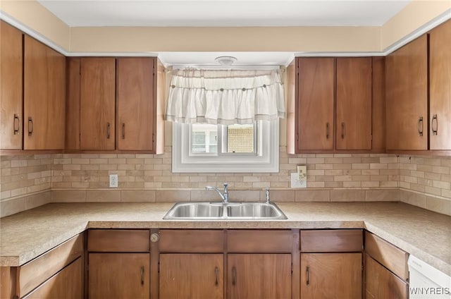 51 N Seine Dr Unit 1 & 2, Cheektowaga, NY 14227 - kitchen featuring a sink, light countertops, white dishwasher, and tasteful backsplash